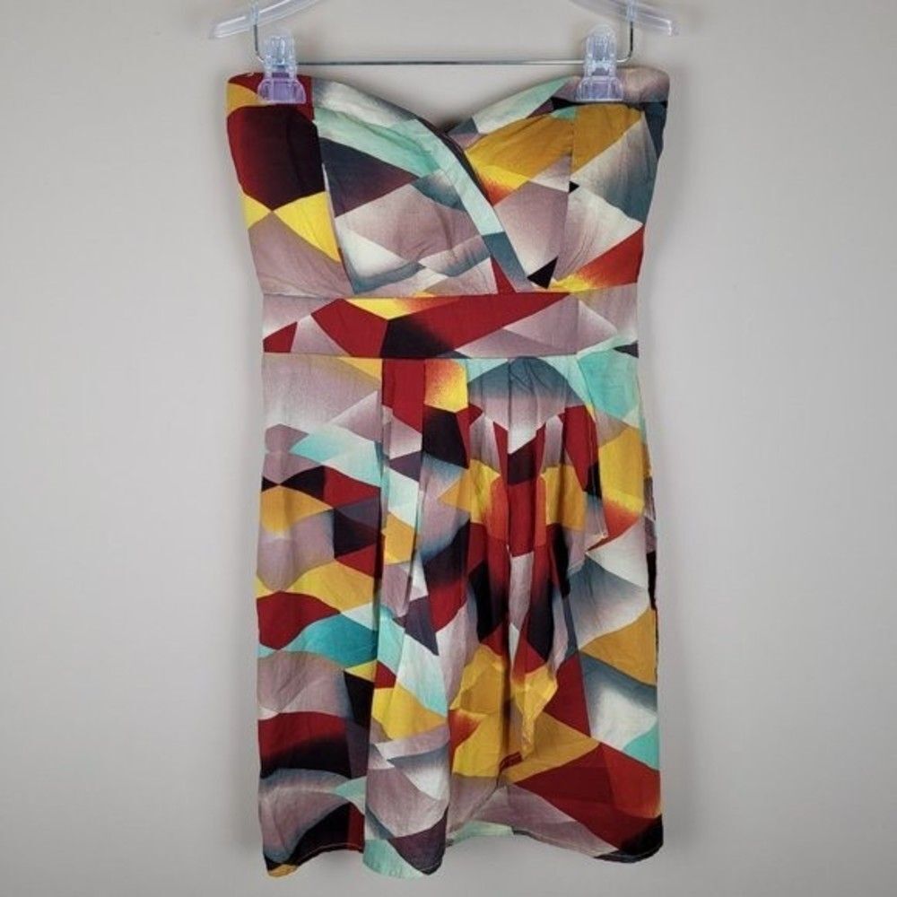 American Rag Strapless Mini Dress Abstract Pattern Sweetheart Neckline S NWT